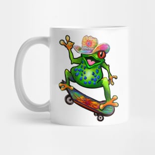 Frog - Peace sign tie dye Kawaii Froggy Skateboarding Cute Frog Texas cowboy hat Funny toad toads amphibian tadpole Green Red eyed tree frogs rain forest Lizard dragon zoology gift frog Mug